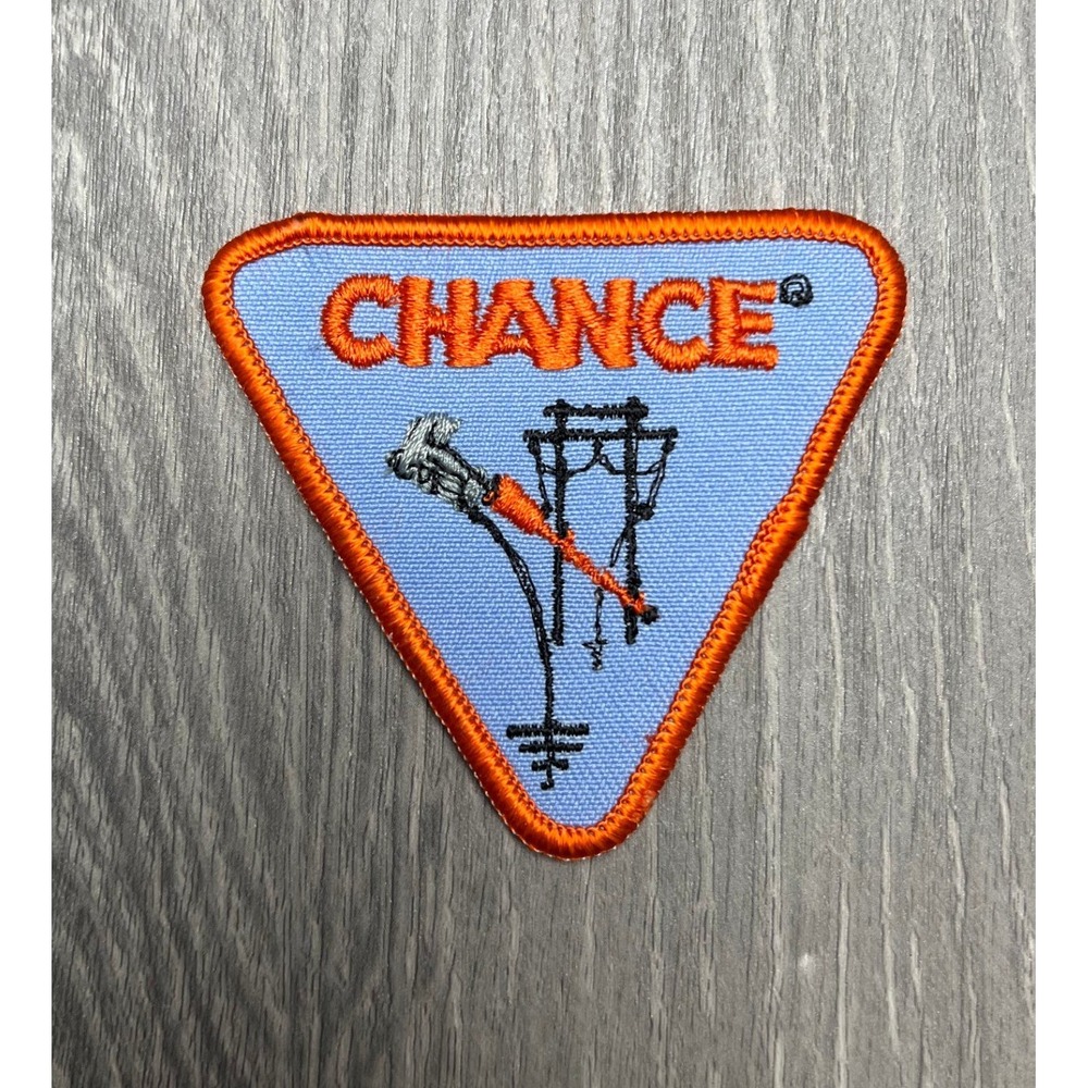 Vintage Chance Lineman Utility Embroidered Patch Blue Orange Triangle Sew On
